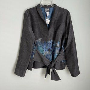 New Anni Kuan Gray Iridescent Wool Blend Jacket